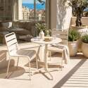 Tavolo da giardino quadrato reclinabile in metallo per 2 a 4 persone con piede ad incasso Ø70x72 cm