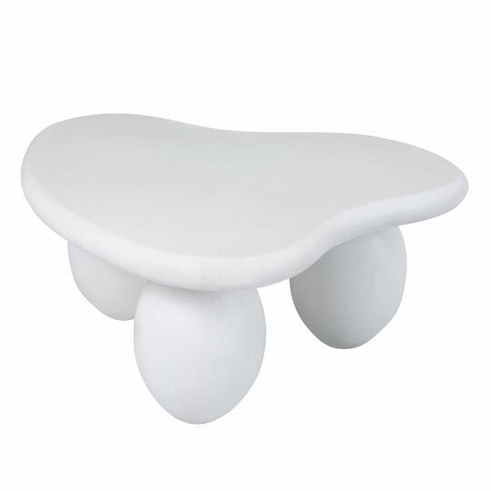 Tavolino da salotto di design effetto cemento liscio forma organica 80x80 cm