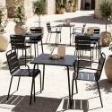 Tavolo da giardino bistrot quadrato in metallo 70x70 cm e 2 sedie con braccioli