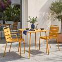 Tavolo da giardino bistrot quadrato in metallo 70x70 cm e 2 sedie con braccioli