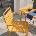 Tavolo da giardino bistrot quadrato in metallo 70x70 cm e 2 sedie con braccioli