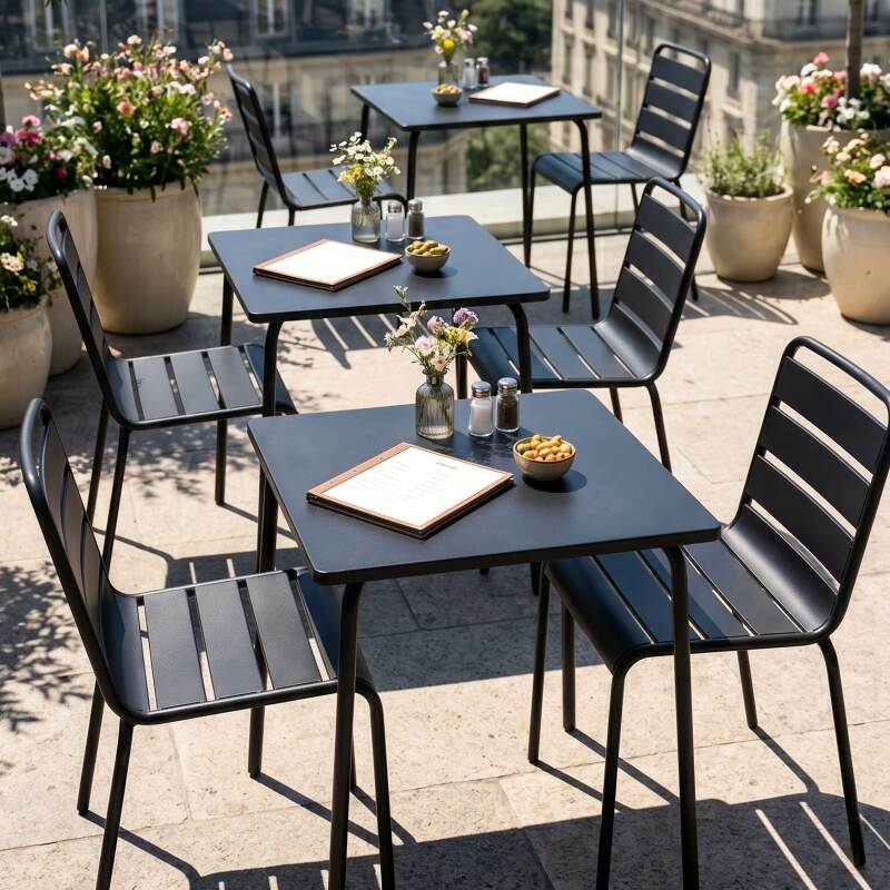 Tavolo da giardino bistrot quadrato in metallo 70x70 cm e 2 sedie (5/7)