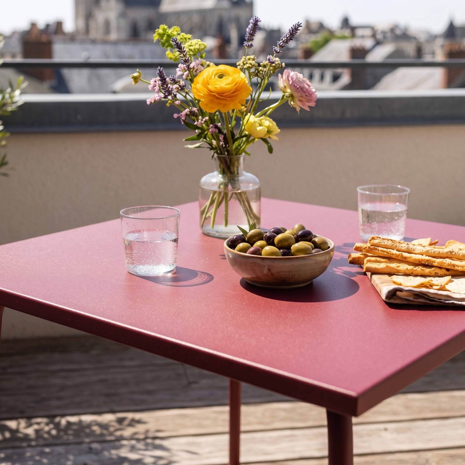 Tavolo da giardino bistrot quadrato in metallo 70x70 cm e 2 sedie