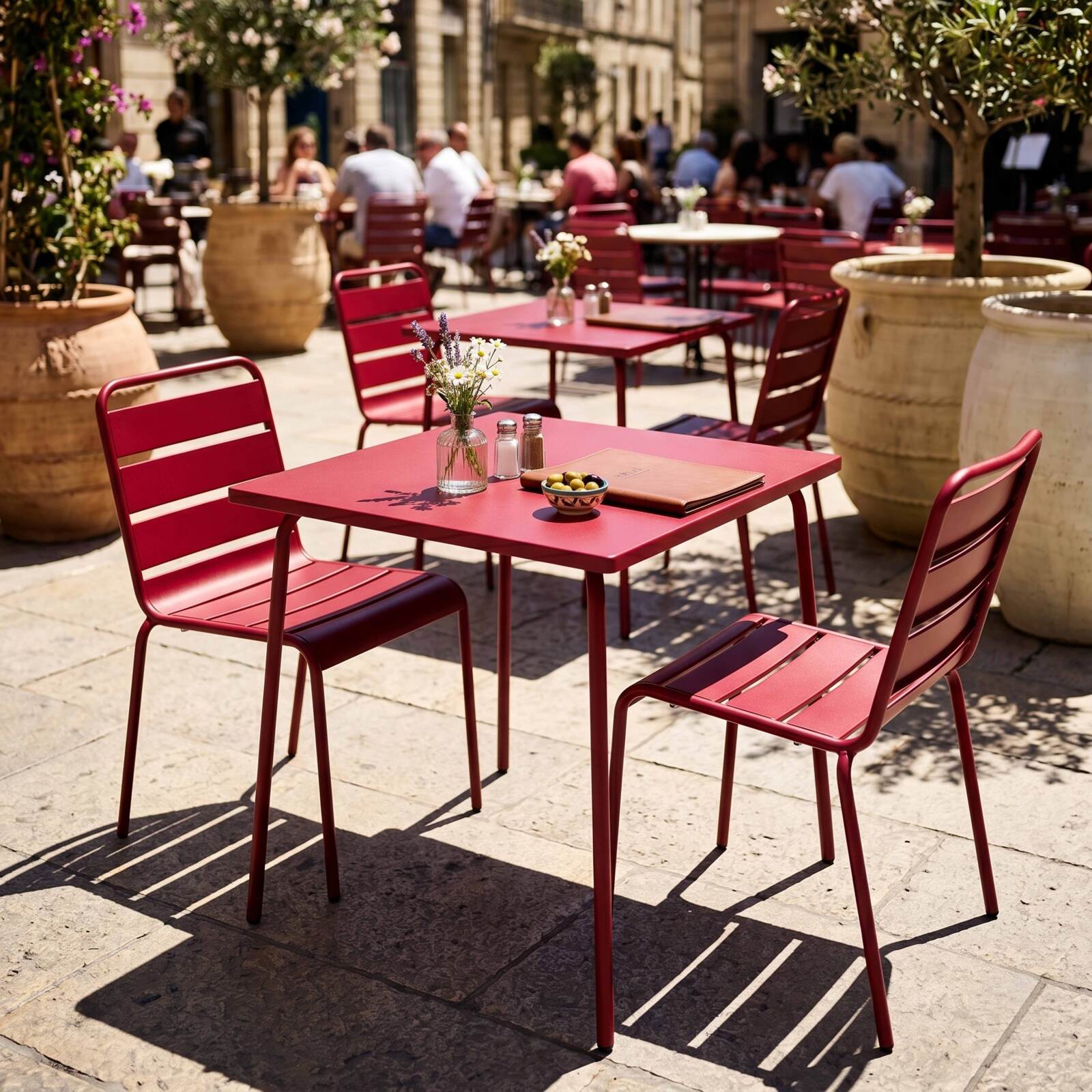 Tavolo da giardino bistrot quadrato in metallo 70x70 cm e 2 sedie
