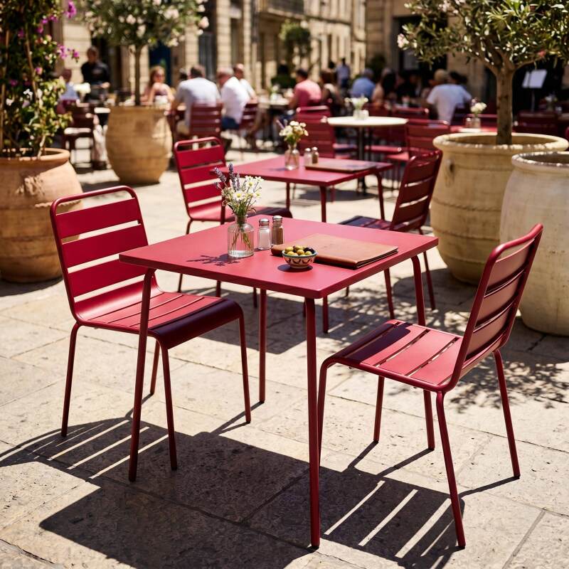 Tavolo da giardino bistrot quadrato in metallo 70x70 cm e 2 sedie (5/7)