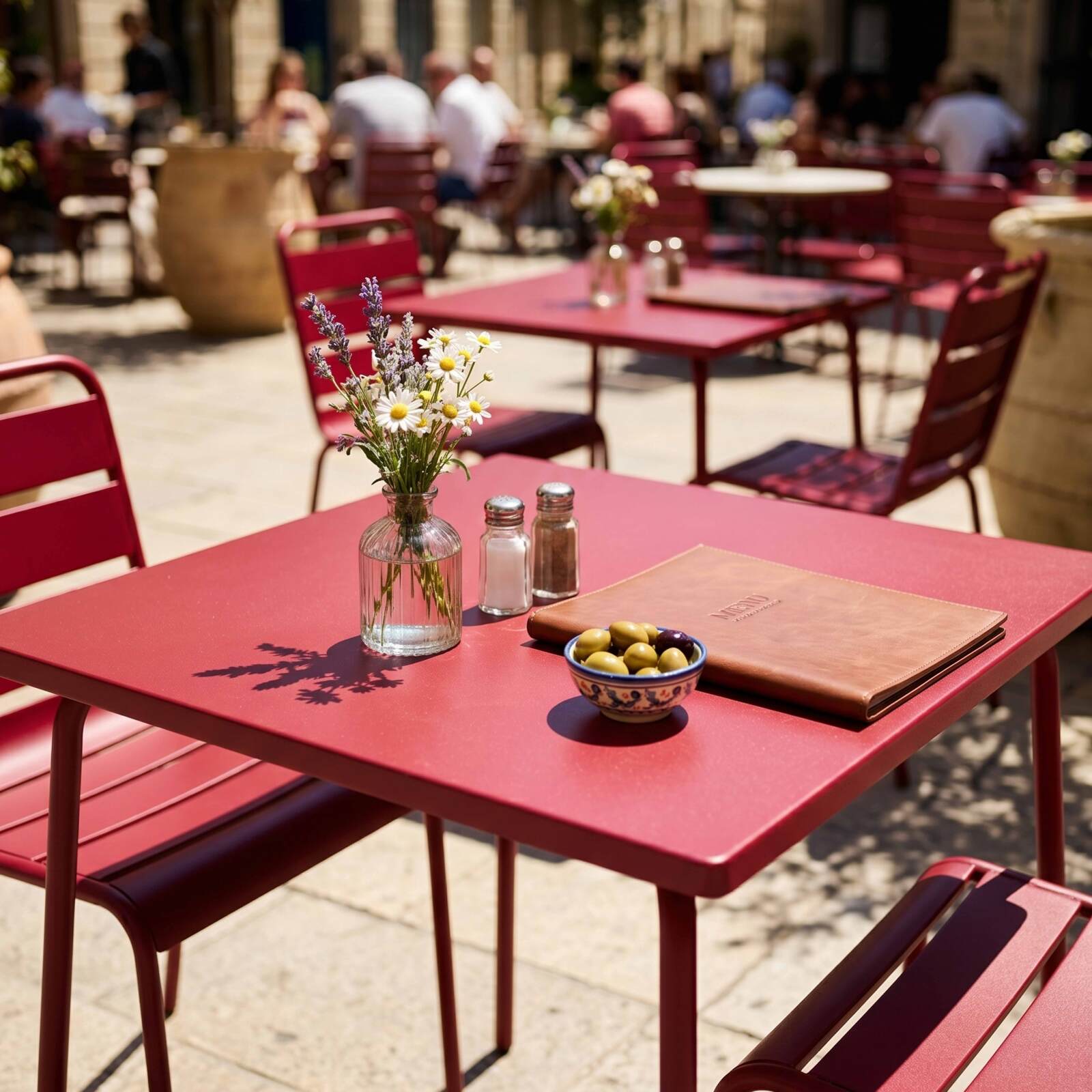 Tavolo da giardino bistrot quadrato in metallo 70x70 cm e 2 sedie