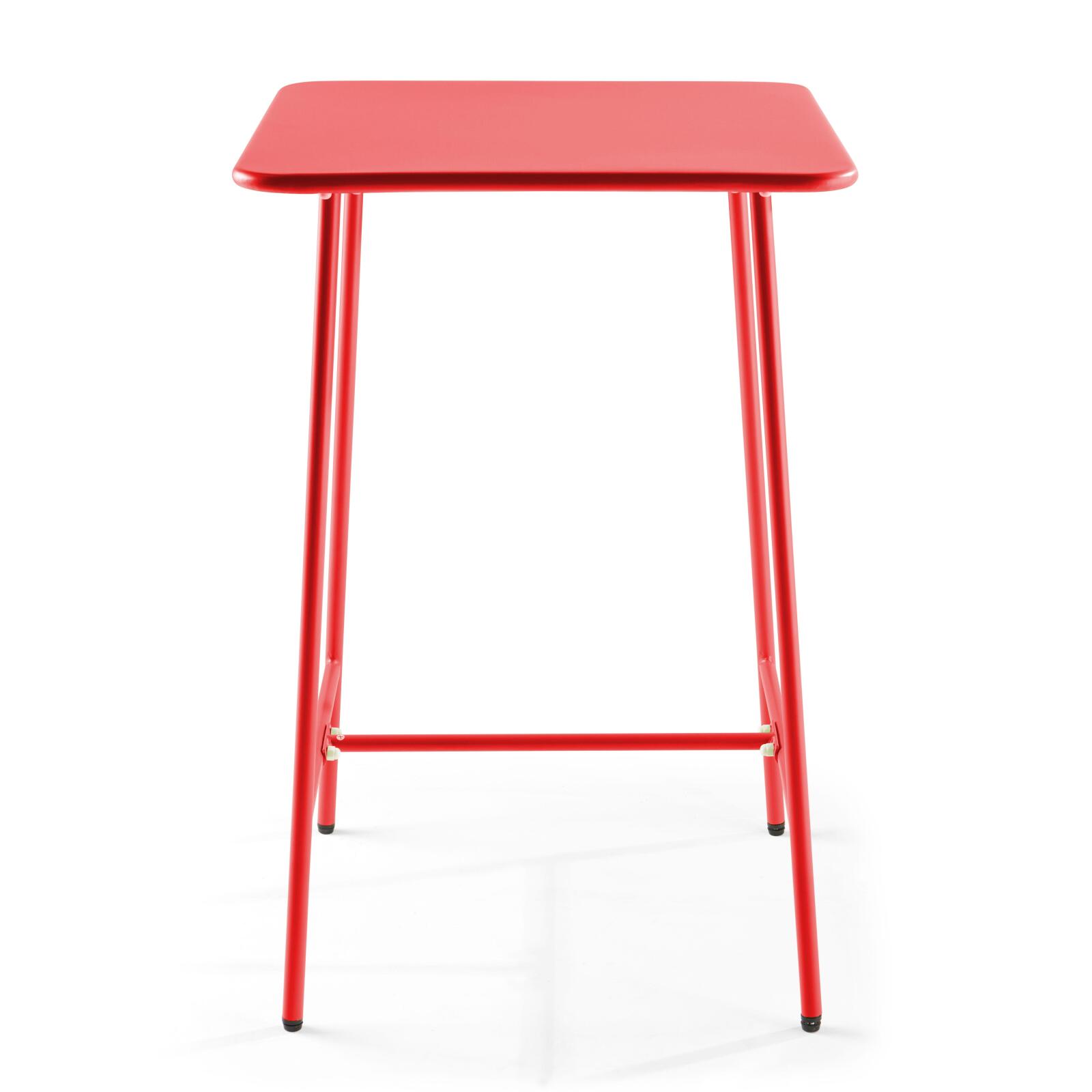 Tavolo alto da bar 70 cm x 70 cm e 4 sedie alte in metallo
