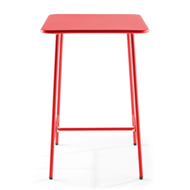 Tavolo alto da bar 70 cm x 70 cm e 4 sedie alte in metallo