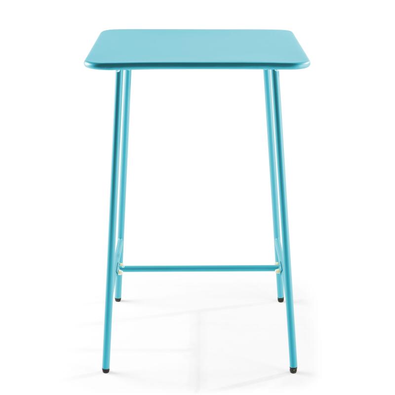 Tavolo alto da bar 70 cm x 70 cm e 4 sedie alte in metallo
