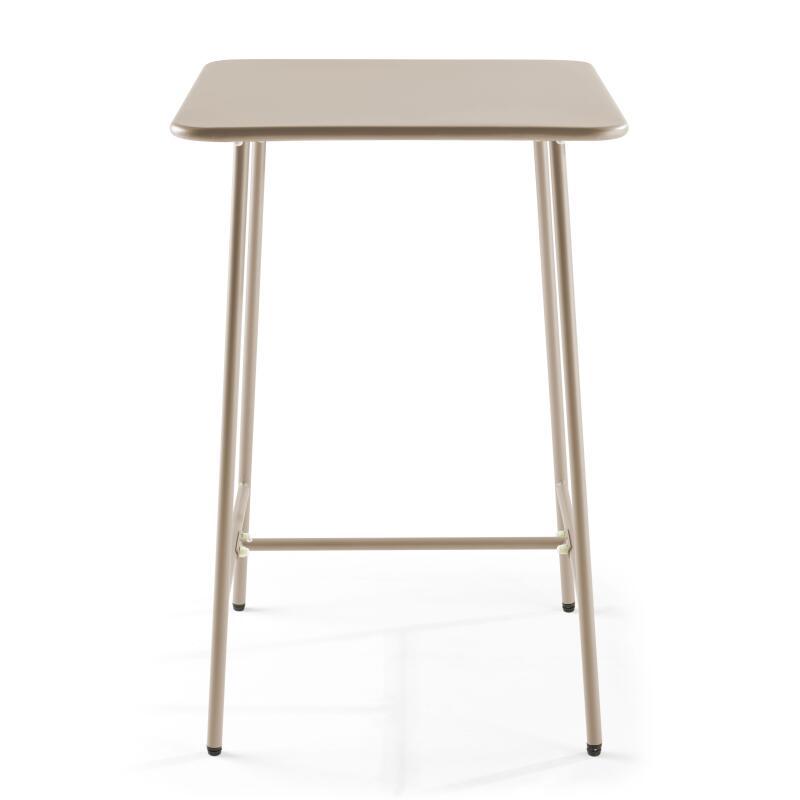 Tavolo alto da bar 70 cm x 70 cm e 4 sedie alte in metallo