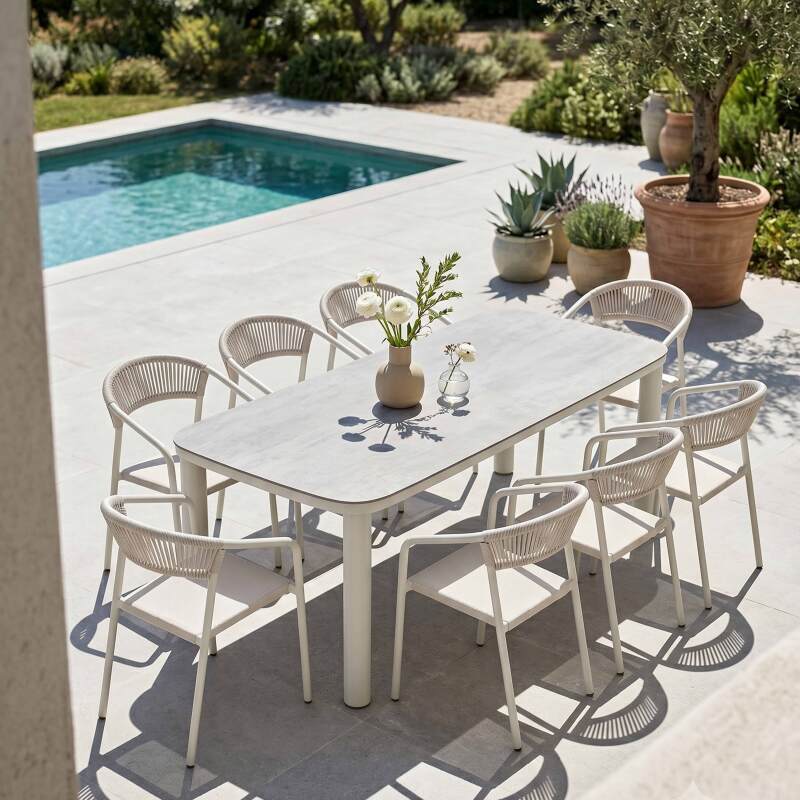 Tavolo da giardino struttura in alluminio per 8 persone 213x90 cm (2/6)