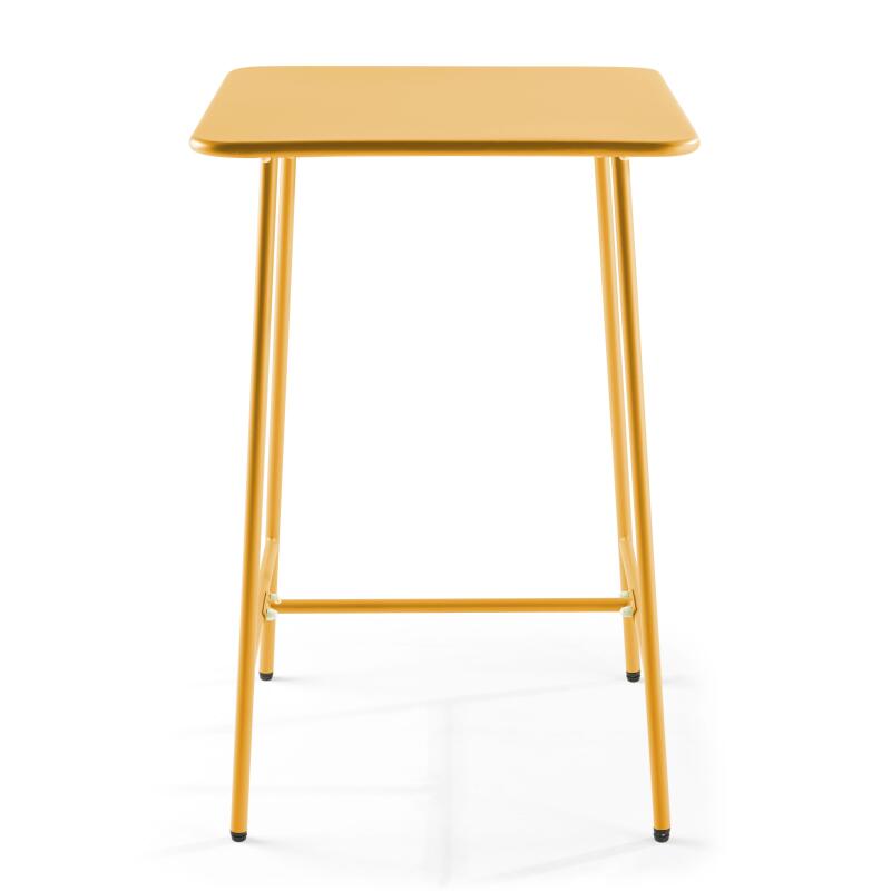 Tavolo alto da bar 70 cm x 70 cm e 4 sedie alte in metallo