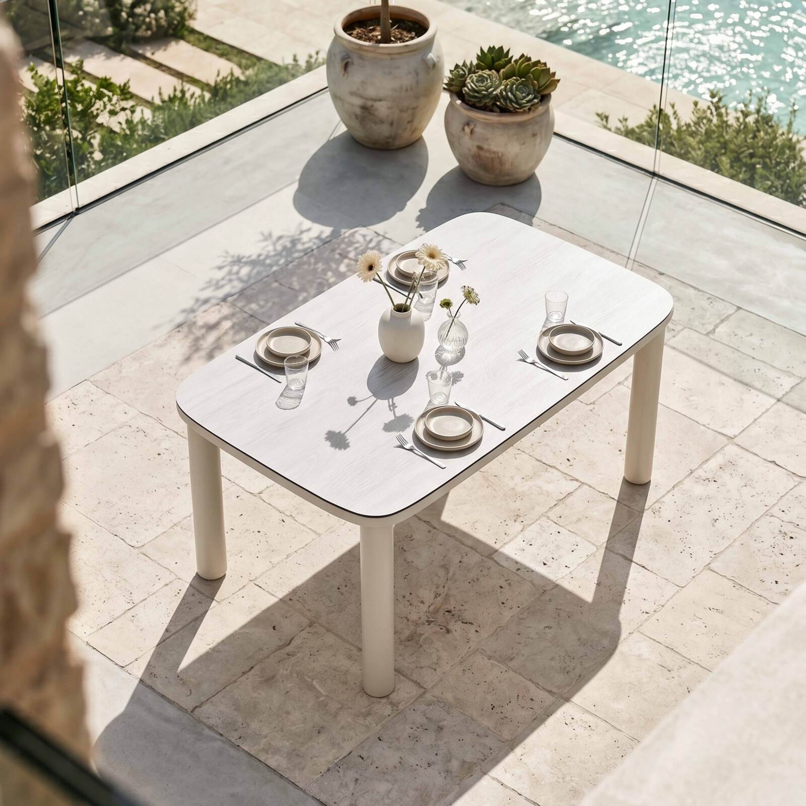 Tavolo da giardino struttura in alluminio per 6 persone 150x90 cm