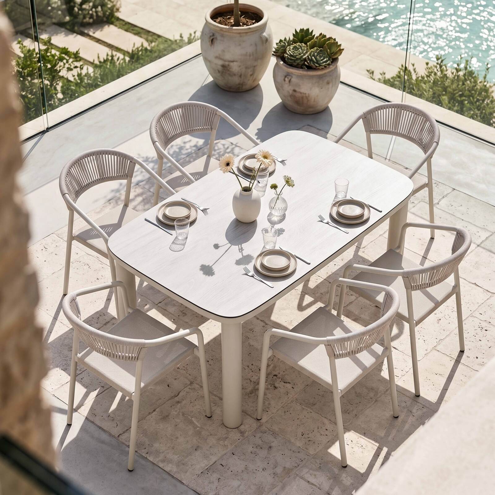 Sedia da giardino in alluminio e rattan sintetico con braccioli