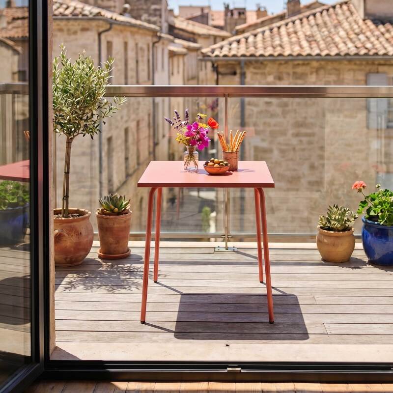 Tavolo da giardino quadrato in metallo per 2 a 4 persone 70x70 cm