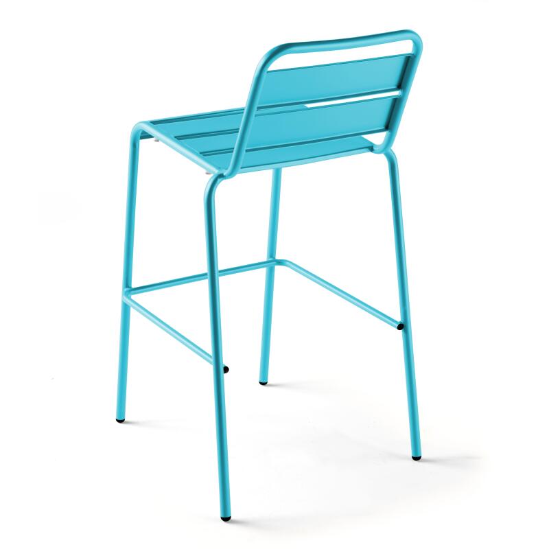 Tavolo alto da bar 70 cm x 70 cm e 4 sedie alte in metallo