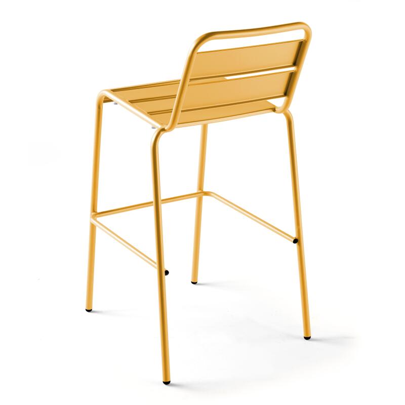 Tavolo alto da bar 70 cm x 70 cm e 4 sedie alte in metallo