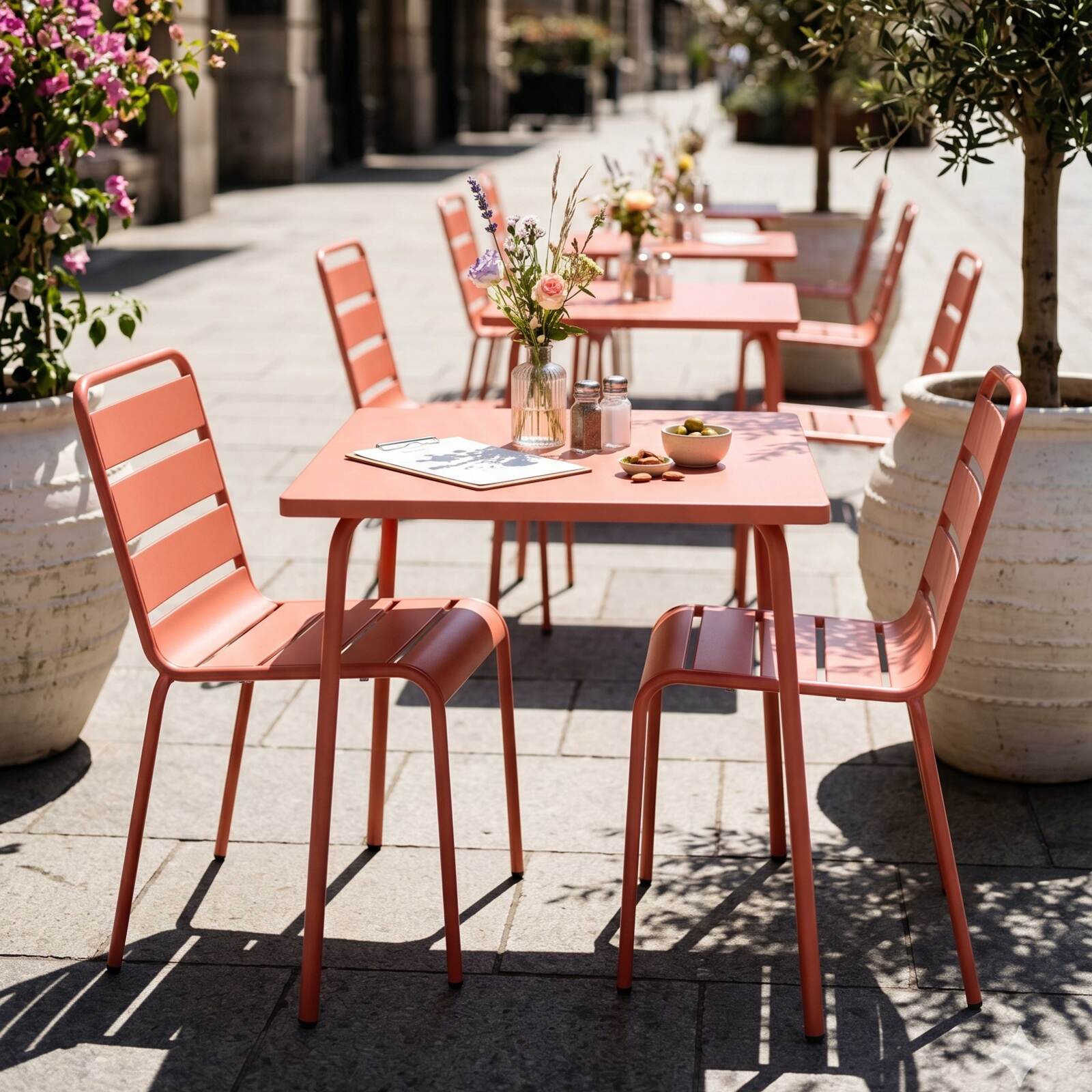 Tavolo da giardino quadrato in metallo per 2 a 4 persone 70x70 cm