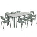 Tavolo da giardino struttura in alluminio per 8 persone 213x90 cm e 8 sedie in textilene