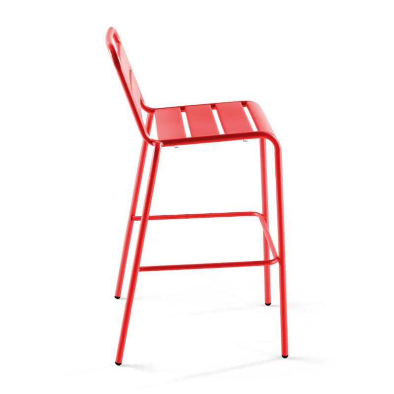 Tavolo alto da bar 70 cm x 70 cm e 4 sedie alte in metallo