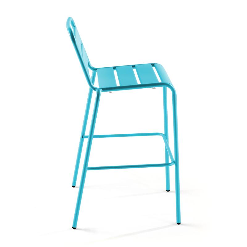 Tavolo alto da bar 70 cm x 70 cm e 4 sedie alte in metallo