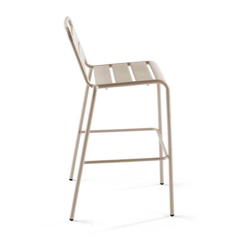 Tavolo alto da bar 70 cm x 70 cm e 4 sedie alte in metallo