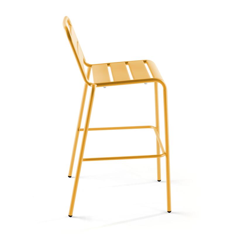 Tavolo alto da bar 70 cm x 70 cm e 4 sedie alte in metallo