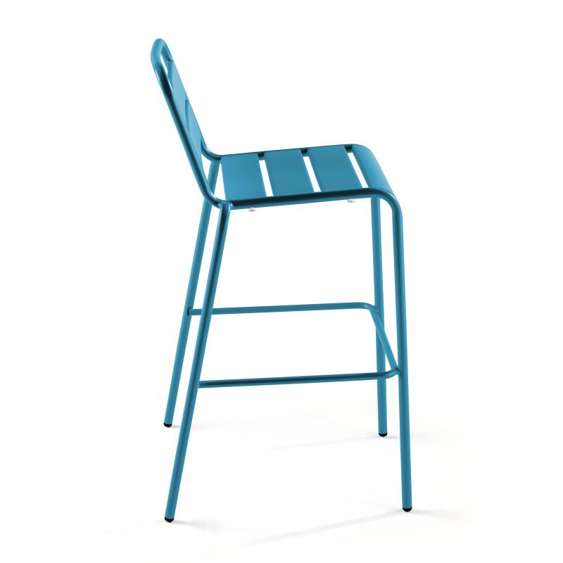 Tavolo alto da bar 70 cm x 70 cm e 4 sedie alte in metallo