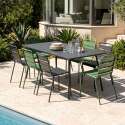 Tavolo da giardino in metallo 180x90 cm e 8 sedie spaiate