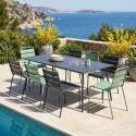 Tavolo da giardino in metallo 180x90 cm e 8 sedie spaiate