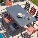 Tavolo da giardino in metallo 180x90 cm e 8 sedie spaiate con braccioli