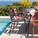 Tavolo da giardino in metallo 180x90 cm e 8 sedie spaiate con braccioli