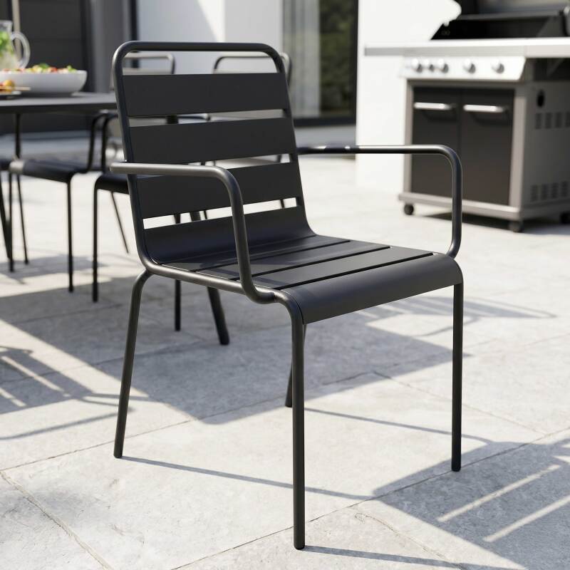 Tavolo da giardino in metallo 180x90 cm e 8 sedie con braccioli (3/7)