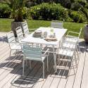Tavolo da giardino in metallo 180x90 cm e 8 sedie con braccioli