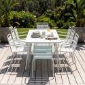 Tavolo da giardino in metallo 180x90 cm e 8 sedie con braccioli