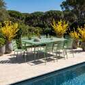 Tavolo da giardino in metallo 180x90 cm e 8 sedie con braccioli