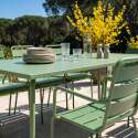 Tavolo da giardino in metallo 180x90 cm e 8 sedie con braccioli