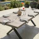 Tavolo da giardino allungabile in alluminio e ceramica effetto legno 8 a 12 persone 200/260x100 cm