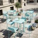 Tavolo alto da esterno quadrato in metallo 70x70 cm e 4 sedie alte