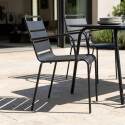 Tavolo da giardino in metallo 120x70 cm e 4 sedie con braccioli