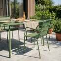 Tavolo da giardino in metallo 120x70 cm e 4 sedie con braccioli