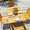 Tavolo da giardino in metallo 120x70 cm e 4 sedie con braccioli