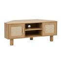Mobile TV effetto legno 120 cm in rattan sintetico stile scandinavo