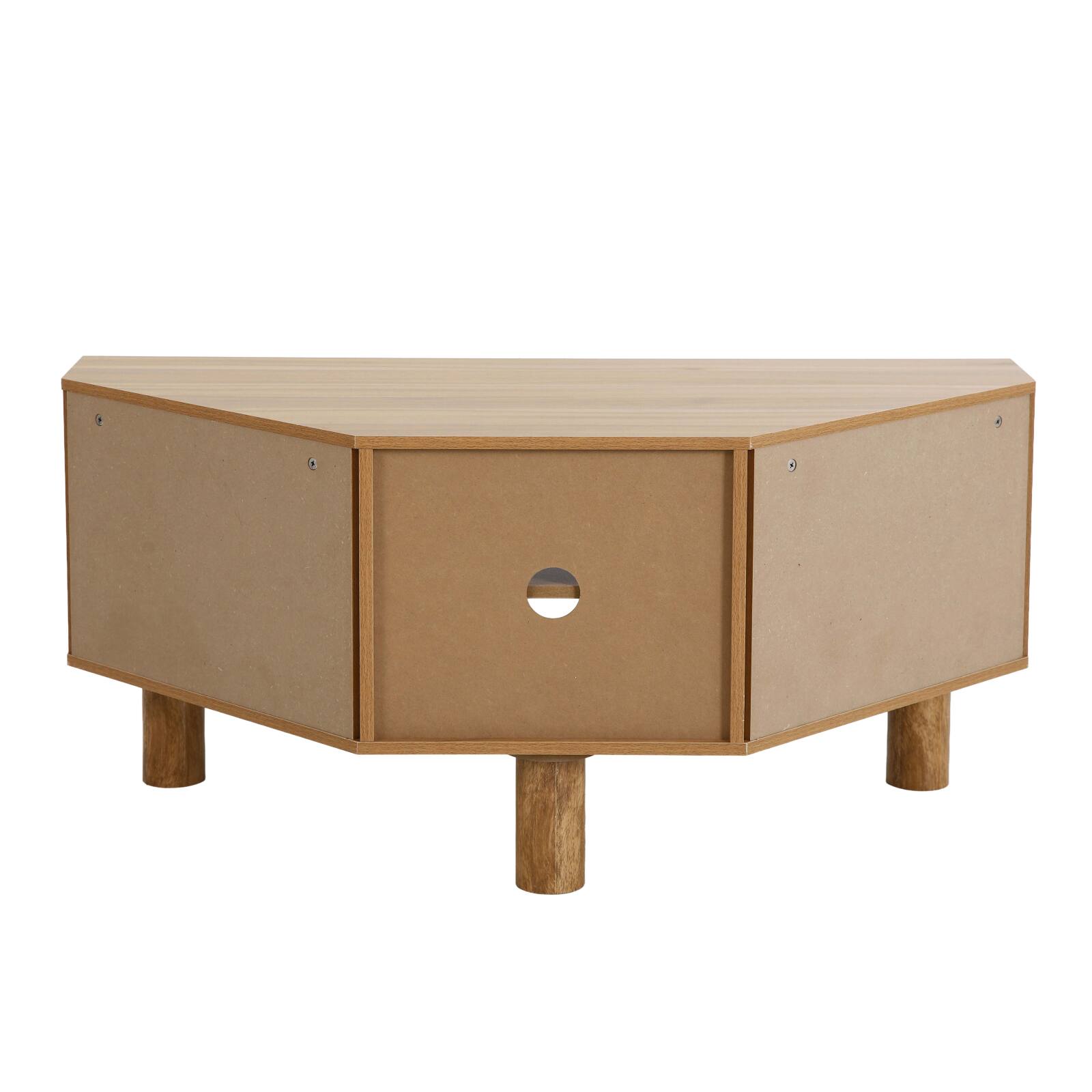 Mobile TV effetto legno 120 cm in rattan sintetico stile scandinavo