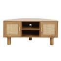 Mobile TV effetto legno 120 cm in rattan sintetico stile scandinavo