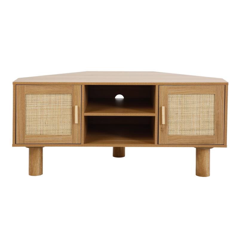 Mobile TV effetto legno 120 cm in rattan sintetico stile scandinavo (5/9)