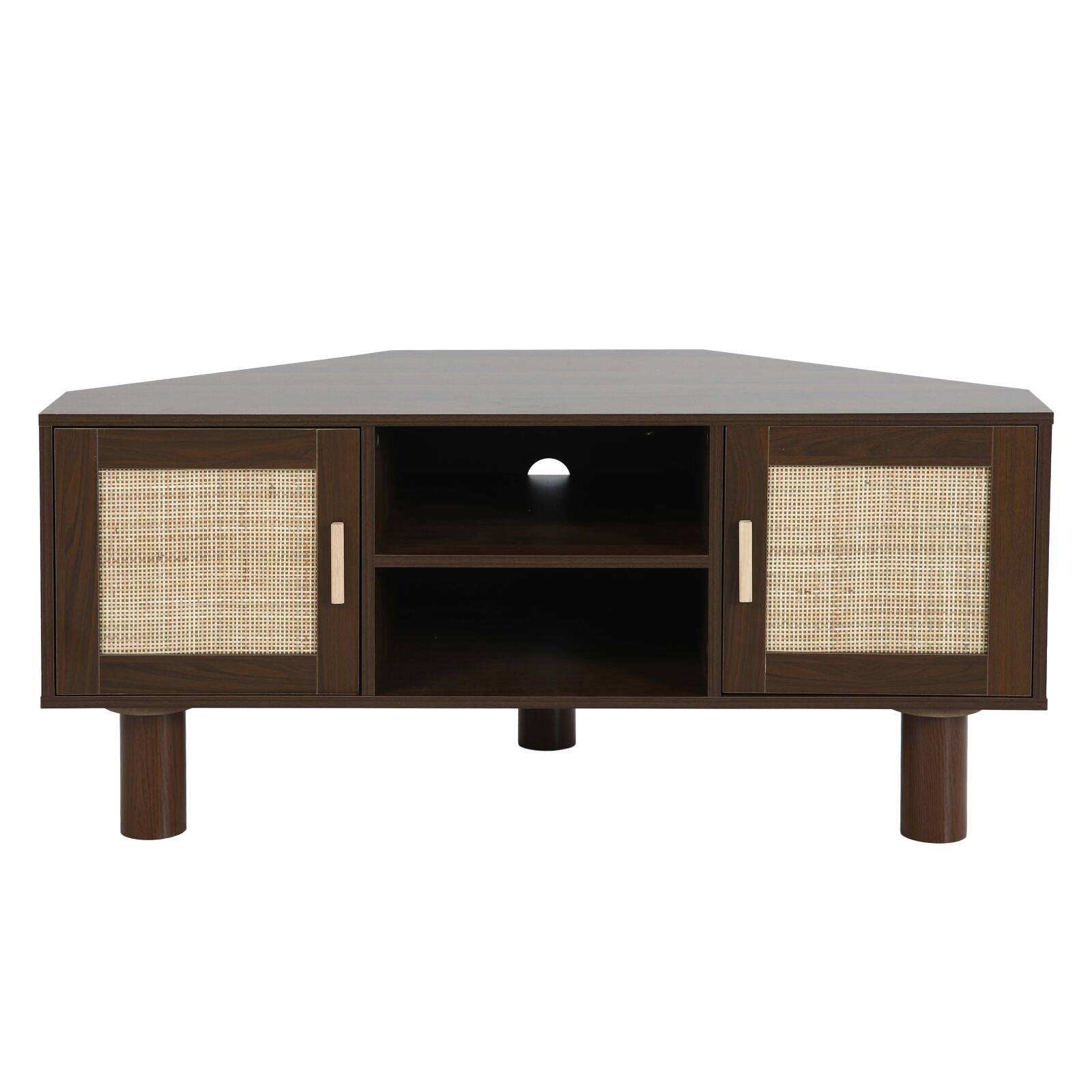 Mobile TV effetto legno 120 cm in rattan sintetico stile scandinavo