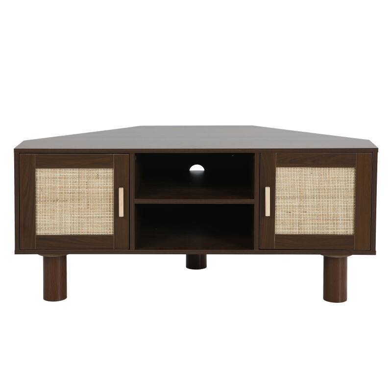 Mobile TV effetto legno 120 cm in rattan sintetico stile scandinavo (5/9)