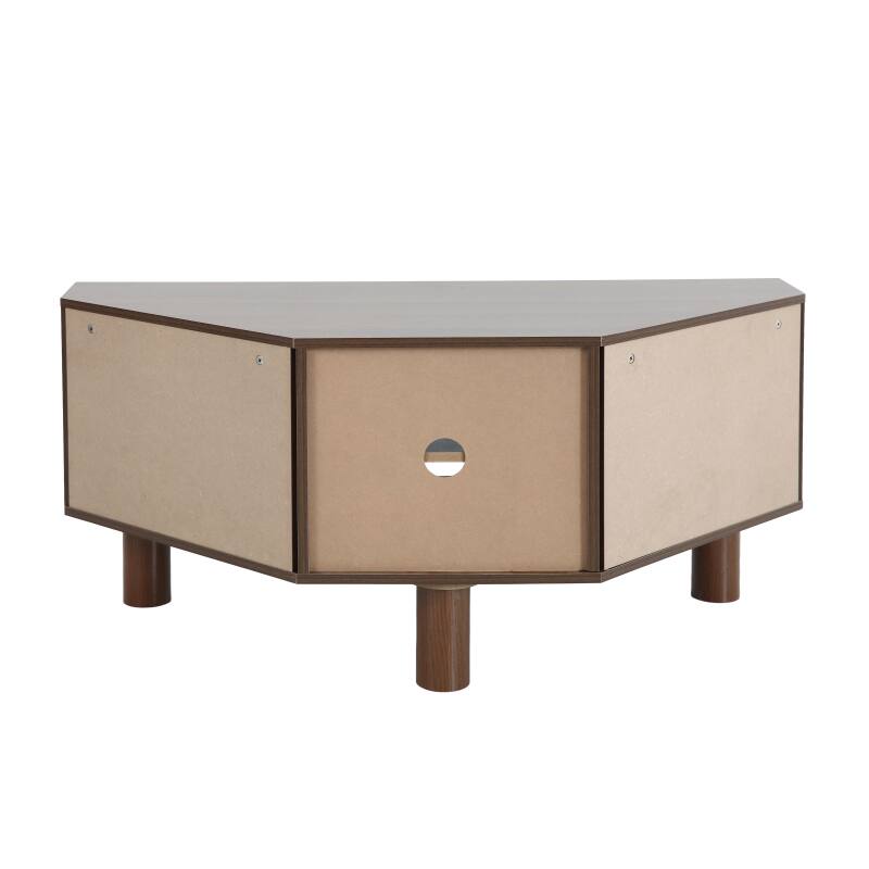 Mobile TV effetto legno 120 cm in rattan sintetico stile scandinavo (7/9)