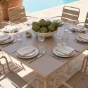 Tavolo da giardino quadrato in metallo 120x120 cm e 8 sedie con braccioli